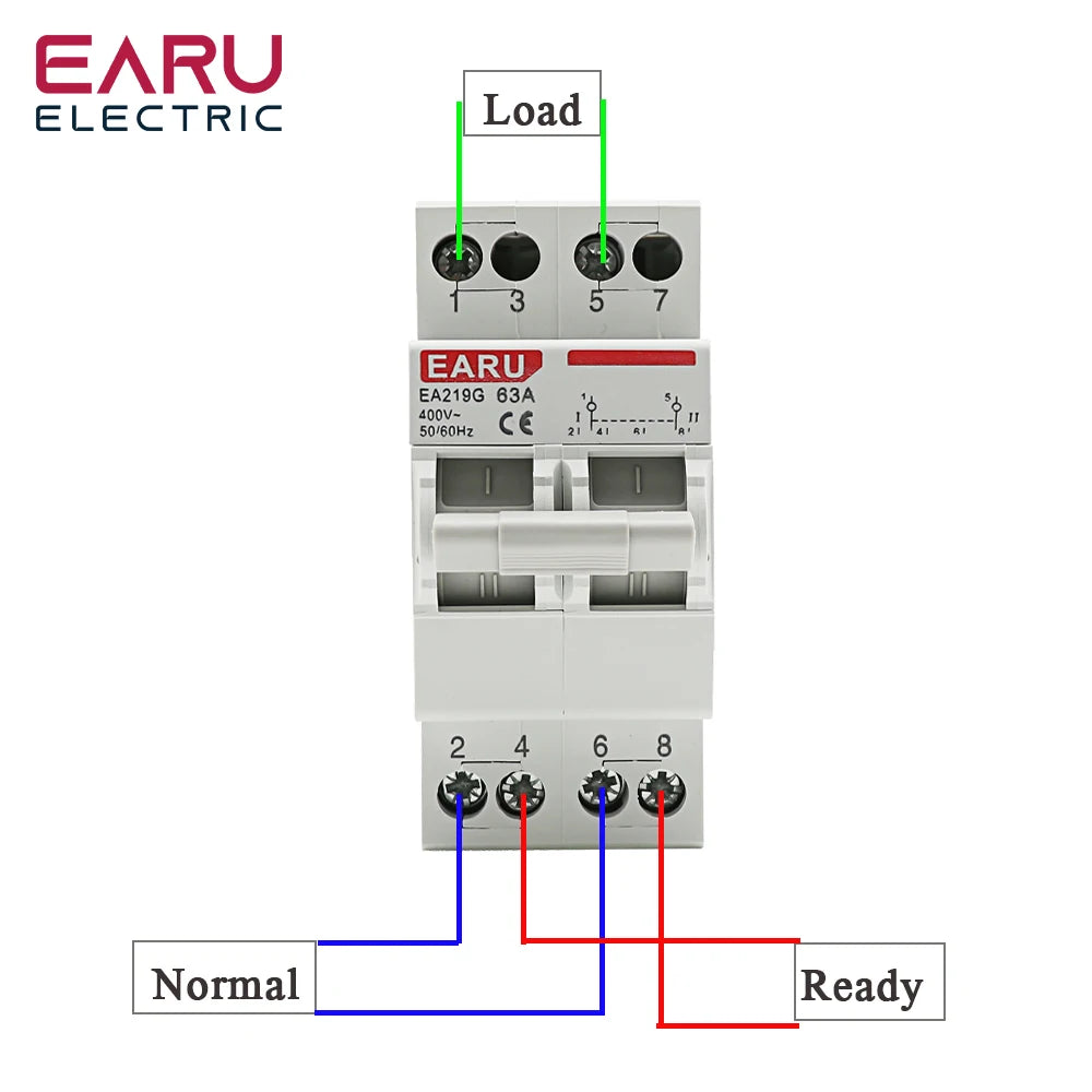 2P 40A 63A MTS Dual Power Manual Transfer Interlock Circuit Breaker Din Rail Isolating Discounnecting Switch by 54 Energy - Renewable Energy Store