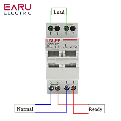 2P 40A 63A MTS Dual Power Manual Transfer Interlock Circuit Breaker Din Rail Isolating Discounnecting Switch by 54 Energy - Renewable Energy Store