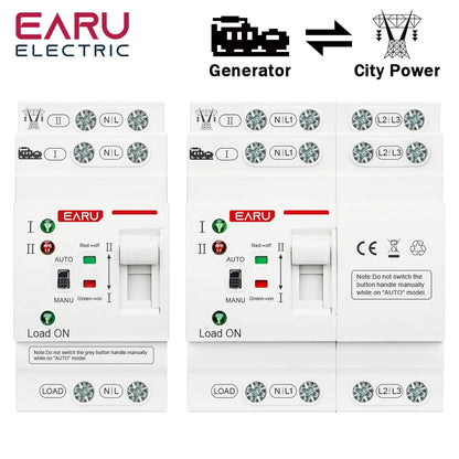 2P 4P 80A AC 230V 110V Mini commutateur de transfert automatique ATS Double puissance Sélecteurs électriques Alimentation ininterrompue Rail Din