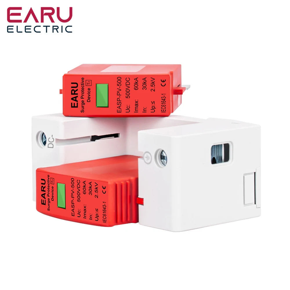 Parasurtenseur DC 2P Dispositif de protection contre les surtensions 500V 800V 1000V 20KA 30KA 40KA 60KA Protecteur de tension Parafoudre Solaire PV Photovoltaïque