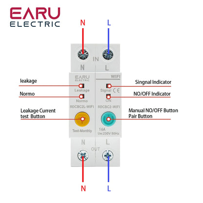 2P WIFI Circuit Breaker Energy Power kWh Meter Time Timer Switch Relay Voltmeter Current Leakage Protection RCBO Remote Control by 54 Energy - Renewable Energy Store