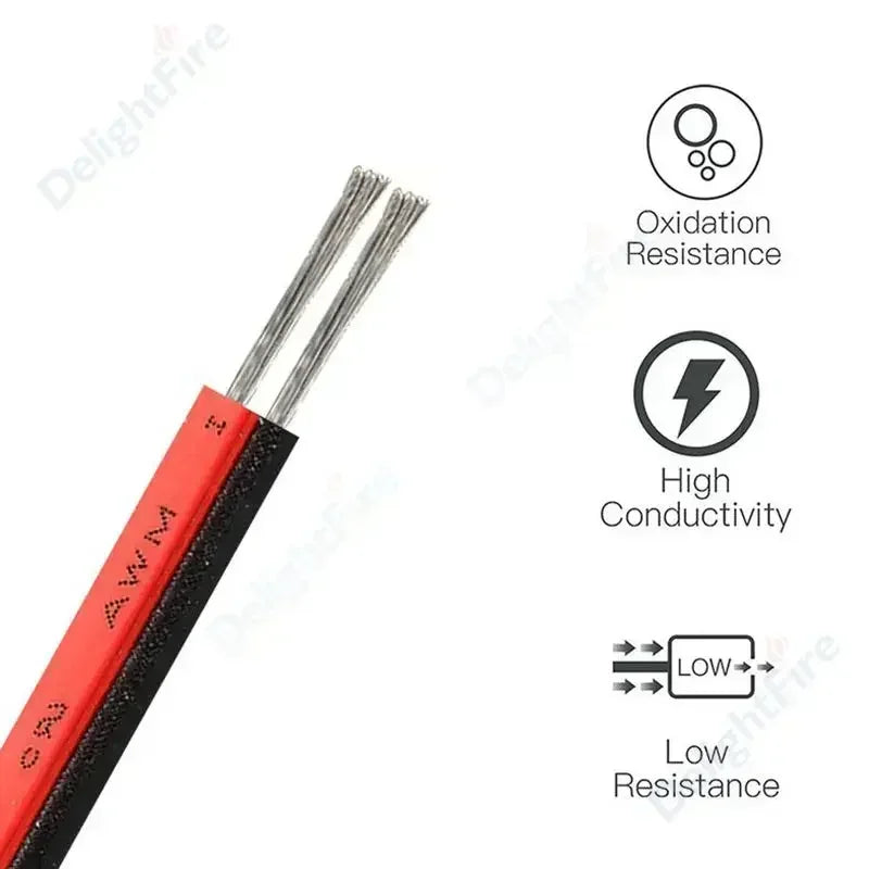 2Pin LED Extension Cable 28 26 24 22 20 18 16 AWG Red Black Tinned Copper 12V Wire by 54 Energy - Renewable Energy Store