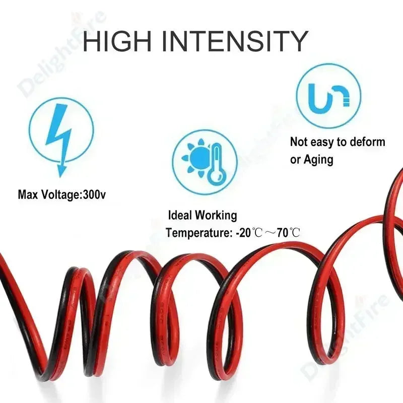 2Pin LED Extension Cable 28 26 24 22 20 18 16 AWG Red Black Tinned Copper 12V Wire by 54 Energy - Renewable Energy Store