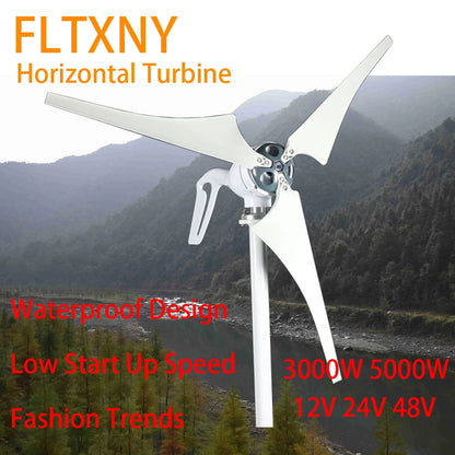 3000W 5000W Windmill 12v 24v 48V New Energy 3 5 6 Blades Wind Turbine Generator Free MPPT Controller For Homeuse Street Lamps by 54 Energy - Renewable Energy Store