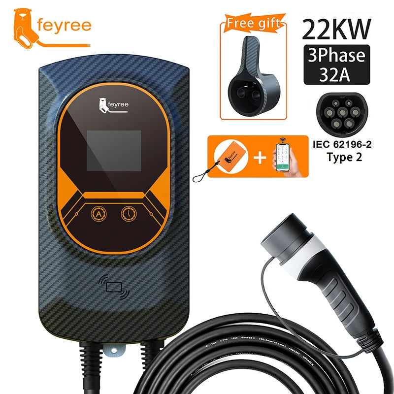32A EVSE Wallbox Charger: Type2 Cable, 7.6/11/22KW Power, and APP Control for Electric Vehicle Charging - 54 Energy - Renewable Energy Store