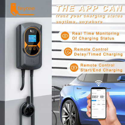 32A EVSE Wallbox Charger: Type2 Cable, 7.6/11/22KW Power, and APP Control for Electric Vehicle Charging - 54 Energy - Renewable Energy Store