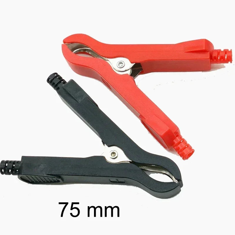 1 Pair 35A 75mm Red Black Crocodile Alligator Clips PVC Insulated by 54 Energy - Renewable Energy Store