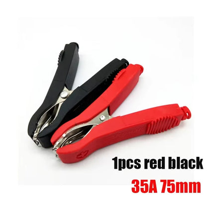 1 Pair 35A 75mm Red Black Crocodile Alligator Clips PVC Insulated by 54 Energy - Renewable Energy Store