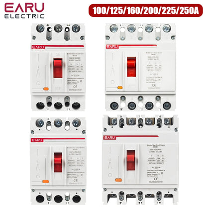 Disjoncteur à boîtier moulé (MCCB) solaire 3P 4P AC 400V 100A-250A - Protection contre les surcharges pour les installations photovoltaïques solaires