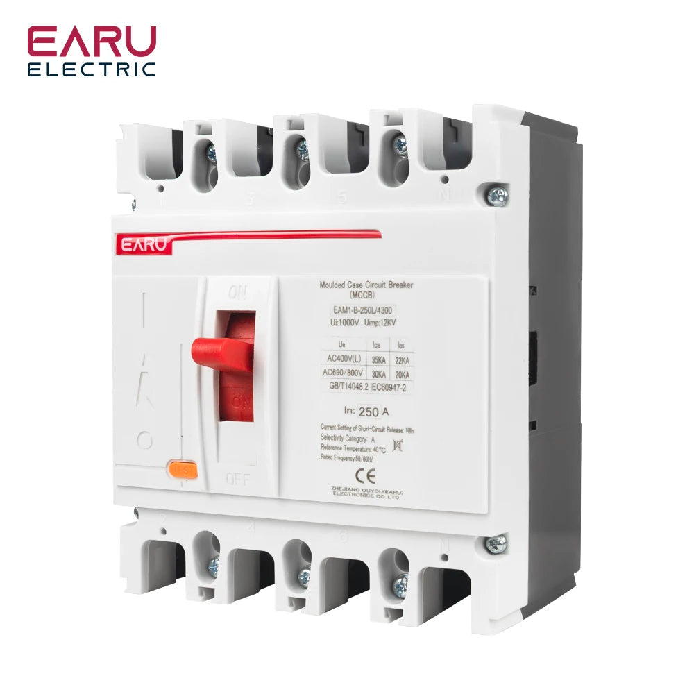 3P 4P AC 400V 100A-630A MCCB Solar Moulded Case Circuit Breaker Overload Protection Switch Protector for Solar PV Photovoltaic