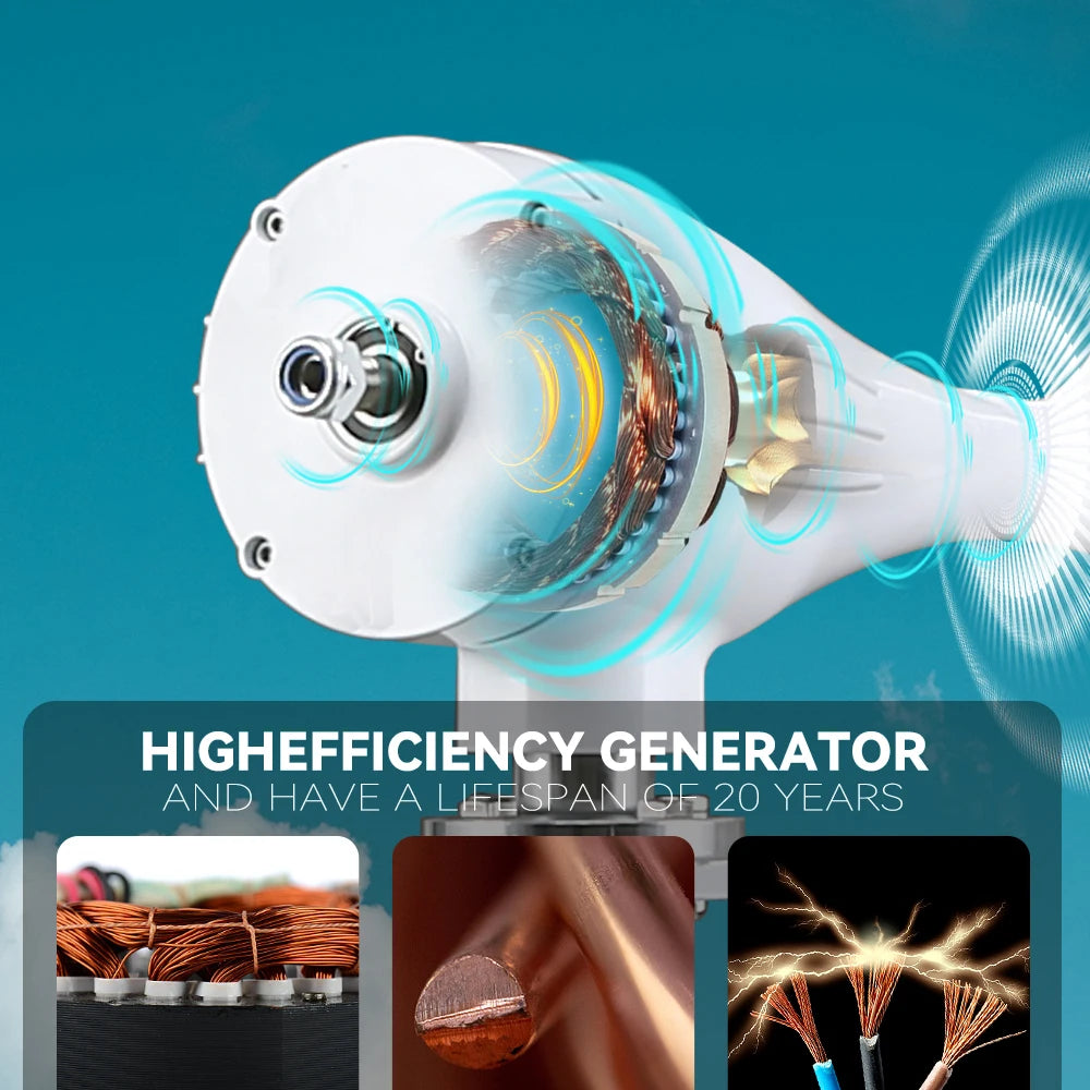 3kw Small Wind Mill Turbine Power Generator Complete Kit 12v 24v 48v 3 Blades Dynamo With MPPT Charge Controller RV Yacht Farm - 54 Energy - Renewable Energy Store