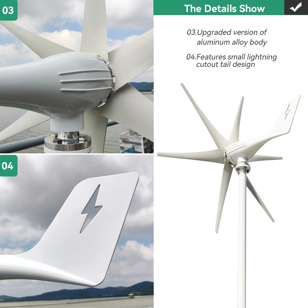 3kw Small Wind Mill Turbine Power Generator Complete Kit 12v 24v 48v 3 Blades Dynamo With MPPT Charge Controller RV Yacht Farm 54 Energy - Renewable Energy Store