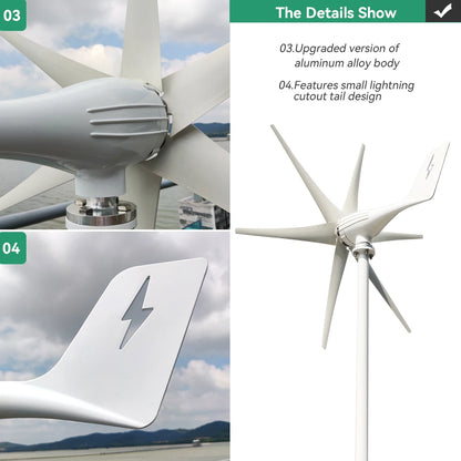 3kw Small Wind Mill Turbine Power Generator Complete Kit 12v 24v 48v 3 Blades Dynamo With MPPT Charge Controller RV Yacht Farm 54 Energy - Renewable Energy Store