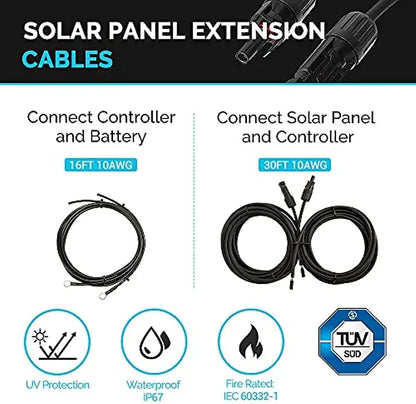 400W 12V Solar Kit with 30A PWM Charge Controller+ Mounting Brackets+Solar Connectors by 54 Energy - Renewable Energy Store