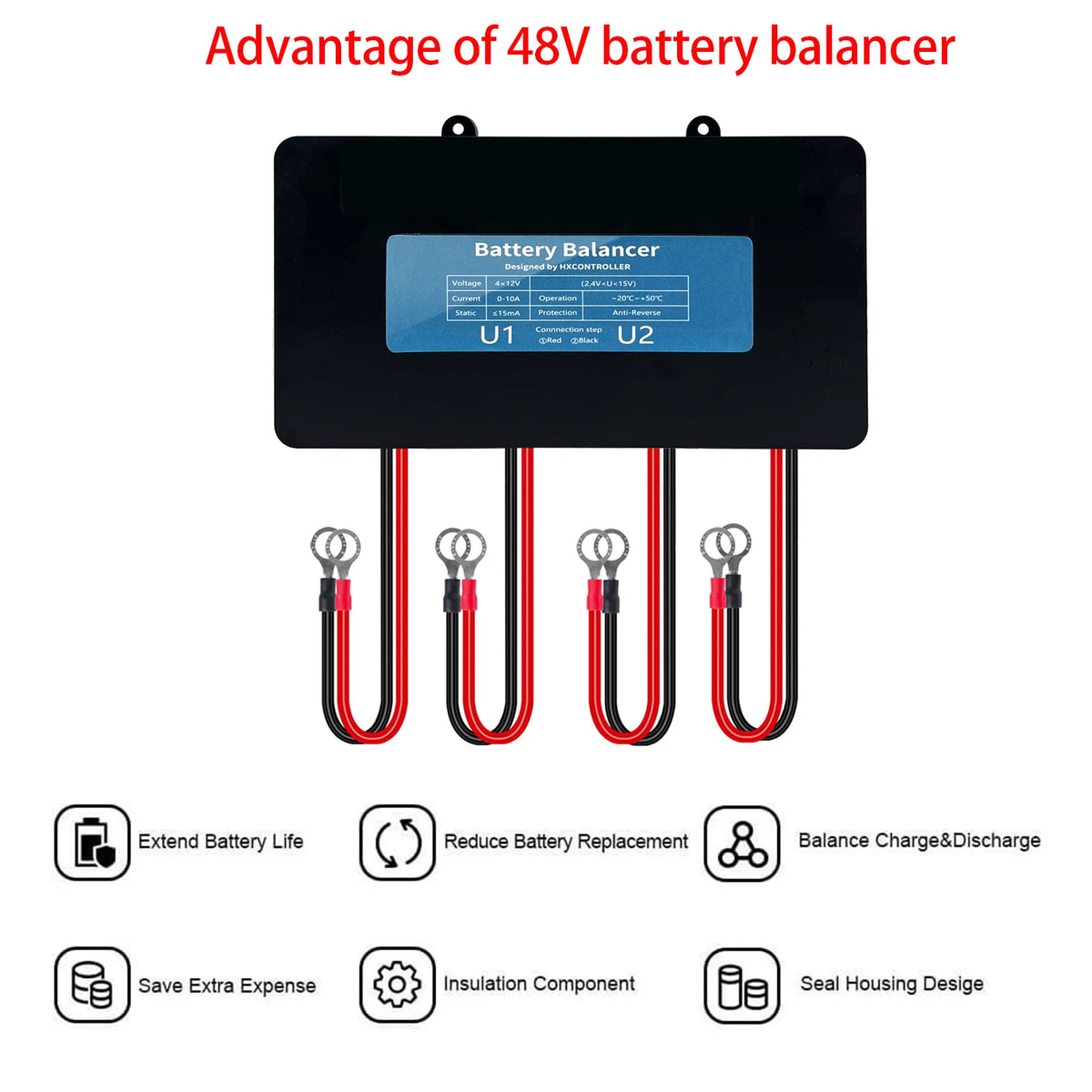 4x 12V Battery Equalizer 48V Voltage Balancer for Solar Systems by 54 Energy - Renewable Energy Store