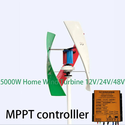 Factory 5000W 12V 24V 48V Vertical Wind Power Turbine Generator 5KW Low Noise Windmill for Home Farm With MPPT Charge Controller by 54 Energy - Renewable Energy Store