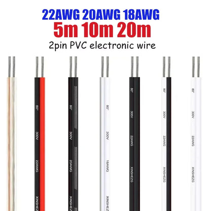 5M/10M/20M 2Pin 12V 24V Tinned Copper Electrical Wire PVC Insulated LED Strip Cable 22 20 18 AWG by 54 Energy - Renewable Energy Store