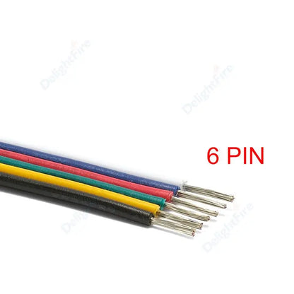 6Pin Extension Electronic Cable 22 20 18 AWG PVC Insulation for RGBWW RGB+CCT LED Strips by 54 Energy - Renewable Energy Store
