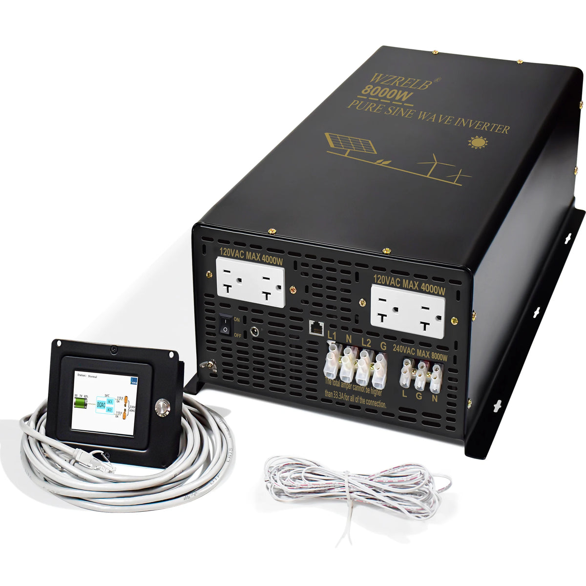 8000W Split-phase Pure Sine Wave Solar Power Inverter Battery 24V/36V/48V/96V DC to 110/220V,120/240V AC Converter Wired Control by 54 Energy - Renewable Energy Store