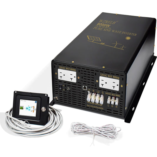 8000W Split-phase Pure Sine Wave Solar Power Inverter Battery 24V/36V/48V/96V DC to 110/220V,120/240V AC Converter Wired Control by 54 Energy - Renewable Energy Store
