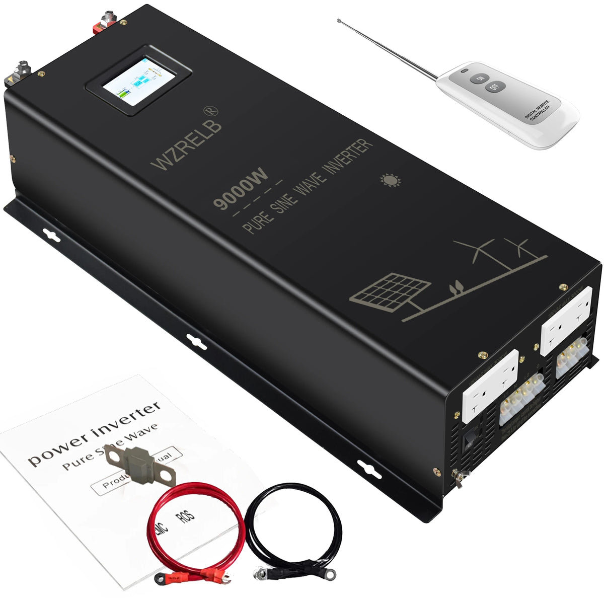 9000W Split-phase Pure Sine Wave Inverter Solar Power Battery 24V/36V/48V/96 DC to 110/220V,120/240V AC Converter Remote Control by 54 Energy - Renewable Energy Store