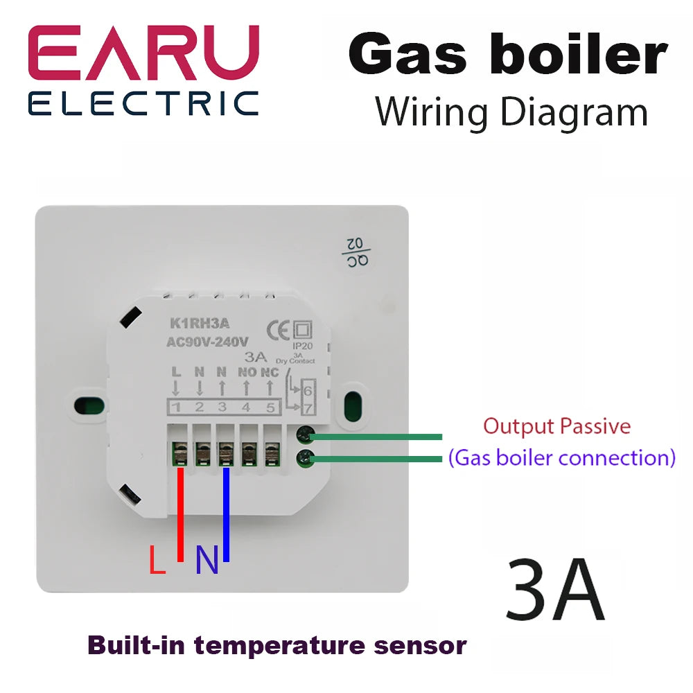 AC90V-240V 3A 16A Water Electric Floor Heating TRV House Room Thermostat Temperature Controller Digital LCD Display Wall Mounted by 54 Energy - Renewable Energy Store