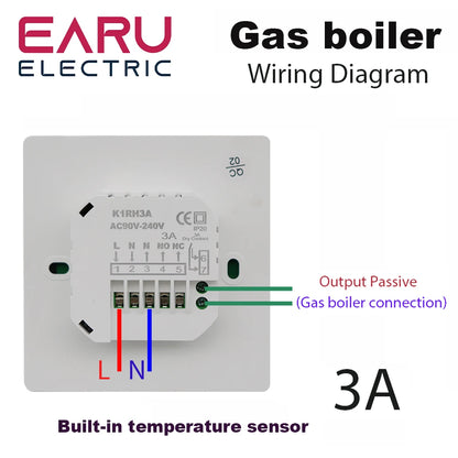 AC90V-240V 3A 16A Water Electric Floor Heating TRV House Room Thermostat Temperature Controller Digital LCD Display Wall Mounted by 54 Energy - Renewable Energy Store