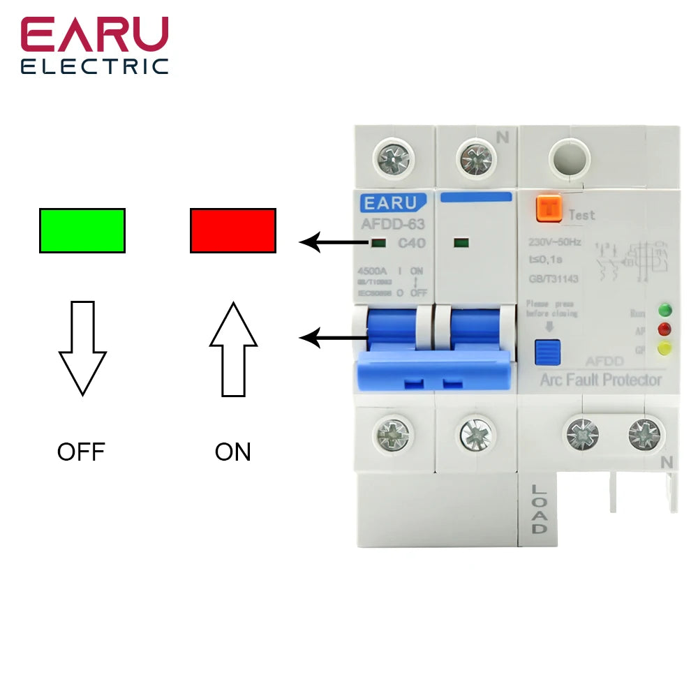 AFDD 63 220V 3P+N Fault Arc Protector Circuit Breaker Short Circuit Protection Overload Protection Leakage Protection RCBO MCB by 54 Energy - Renewable Energy Store