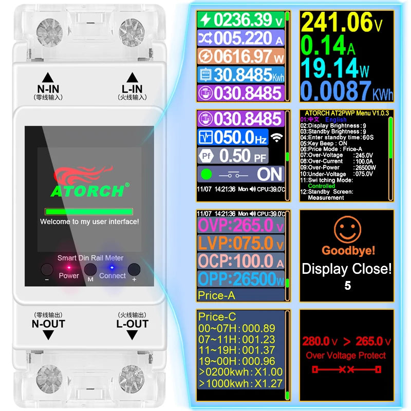 AT2PW 100A Tuya WIFI Din Rail Energy Meter Smart Switch Remote Control AC 220V 110V Digital Volt Amp Kwh Frequency Factor Meter by 54 Energy - Renewable Energy Store