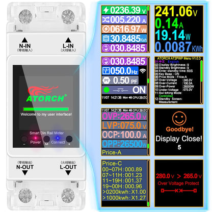 AT2PW 100A Tuya WIFI Din Rail Energy Meter Smart Switch Remote Control AC 220V 110V Digital Volt Amp Kwh Frequency Factor Meter by 54 Energy - Renewable Energy Store