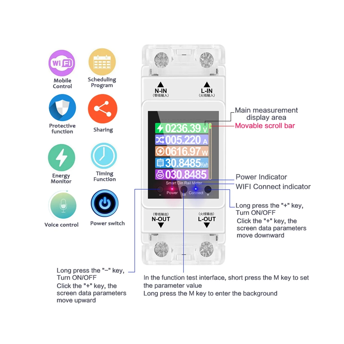 AT2PW 100A Tuya WIFI Din Rail Energy Meter Smart Switch Remote Control AC 220V 110V Digital Volt Amp Kwh Frequency Factor Meter by 54 Energy - Renewable Energy Store