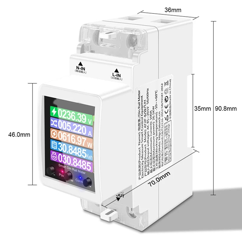 AT2PW 100A Tuya WIFI Din Rail Energy Meter Smart Switch Remote Control AC 220V 110V Digital Volt Amp Kwh Frequency Factor Meter by 54 Energy - Renewable Energy Store
