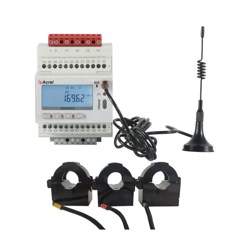 Acrel 1 Pieza Medidor de Energía Inteligente Inalámbrico IoT WIFI Trifásico MQTT RS485 Modbus-RTU con 3 Piezas Transformador de Corriente de Núcleo Dividido 0-1000A