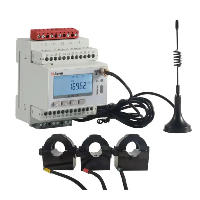Acrel 1 Pieza Medidor de Energía Inteligente Inalámbrico IoT WIFI Trifásico MQTT RS485 Modbus-RTU con 3 Piezas Transformador de Corriente de Núcleo Dividido 0-1000A