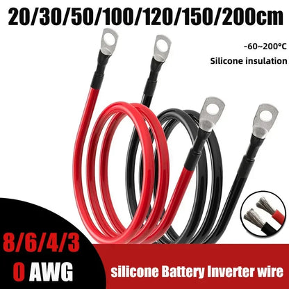 Soft Car Battery Silicone Cable M6 M8 M10 Lug Red Black 8 6 4 3 0 AWG by 54 Energy - Renewable Energy Store