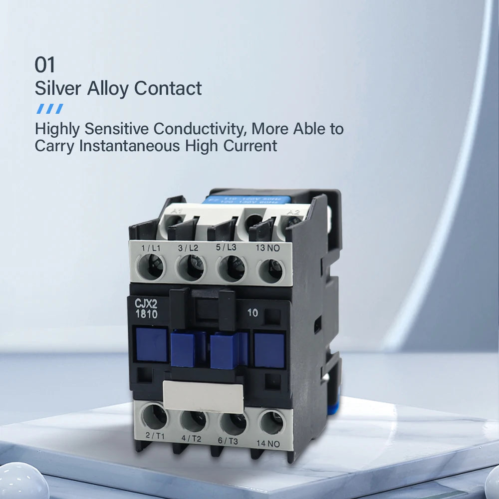 CJX2-1810 LC1 AC Contactor 18A 3 Phase 3-Pole NO Coil Voltage 380V 220V 110V 36V 24V 50/60Hz Din Rail Mounted 3P+1NO Normal Open by 54 Energy - Renewable Energy Store