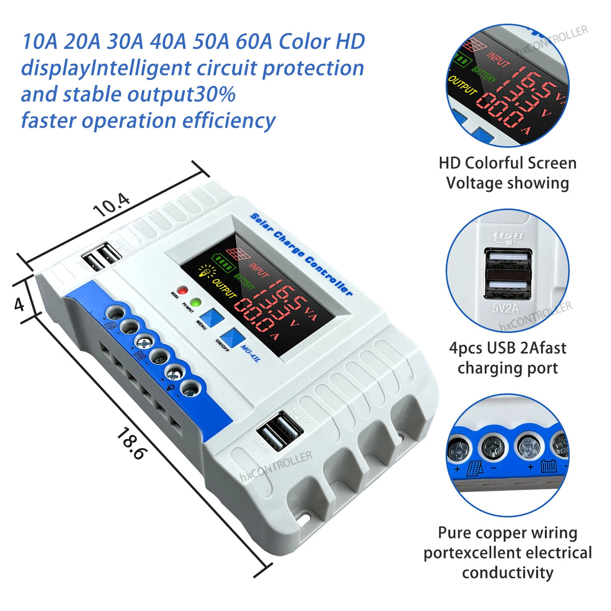 Colorful Display 12V 24V 10A 20A 30A 40A Solar Charge Controller by 54 Energy - Renewable Energy Store