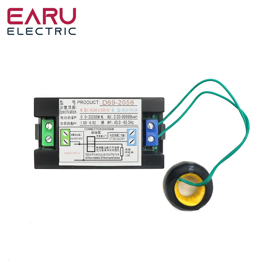 D69-2058 AC Power LCD Digital Voltage Current Power Voltmeter Ammeter KWH Panel Meter Electric Energy Consumption Monitors 100A by 54 Energy - Renewable Energy Store