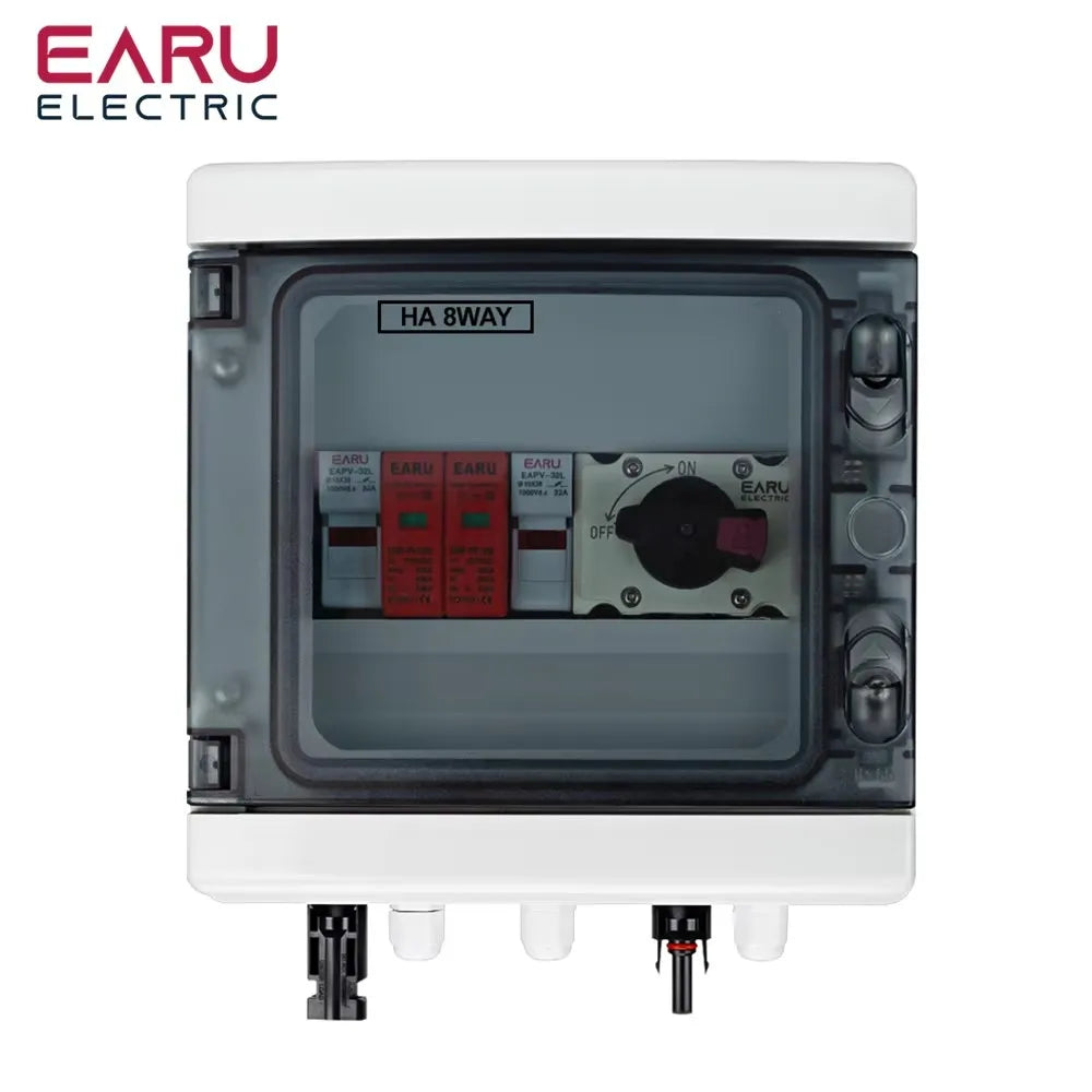 DC 1000V 1 Input 1 Output Solar Photovoltaic PV Combiner Box With Surge Lightning Protection DC Fuse MCB SPD Waterproof Box IP65