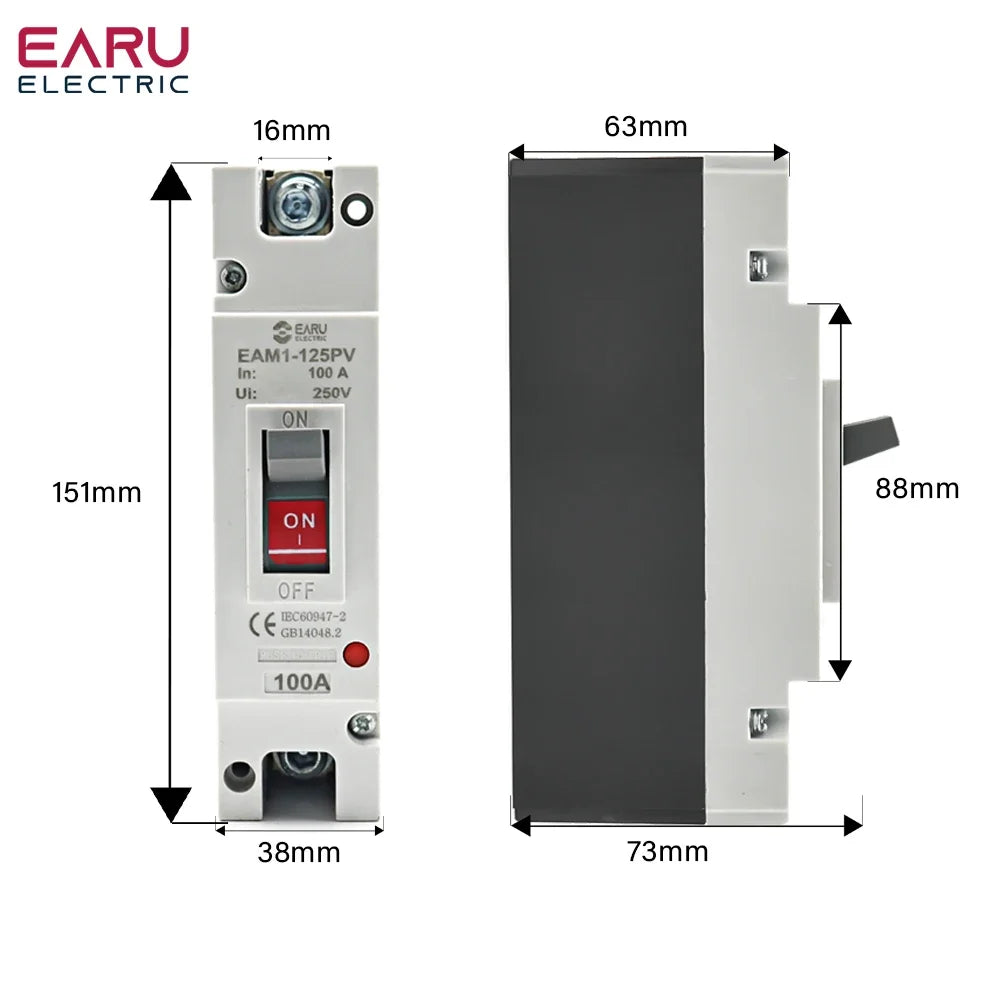DC 250V 500V DC Solar Molded Case Circuit Breaker MCCB Overload Protection Switch Protector for Solar Photovoltaic PV 100A 125A by 54 Energy - Renewable Energy Store