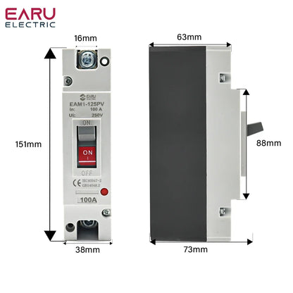 DC 250V 500V DC Solar Molded Case Circuit Breaker MCCB Overload Protection Switch Protector for Solar Photovoltaic PV 100A 125A by 54 Energy - Renewable Energy Store