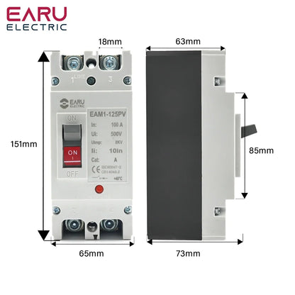 DC 250V 500V DC Solar Molded Case Circuit Breaker MCCB Overload Protection Switch Protector for Solar Photovoltaic PV 100A 125A by 54 Energy - Renewable Energy Store