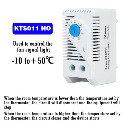 Contrôleur de Température d'Armoire sur Rail DIN, Thermostat Industriel KTO011 KTS011, Thermorégulateur Mécanique de 0 à 60 Degrés Celsius