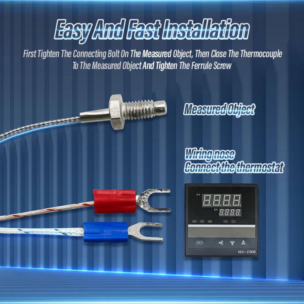 Digital PID Temperature Controller Thermostat REX-C100 + Max 40A SSR SSR-40DA Relay + K Thermocouple M6 1M Probe with Heat Sink by 54 Energy - Renewable Energy Store
