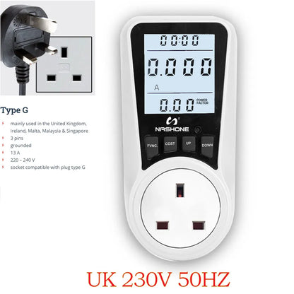 Digital Wattmeter 220V 110V AC Power Meter Electricy consumption Energy Meter EU Plug Power Kilowatt Wattage Electricity Meter - 54 Energy - Renewable Energy Store