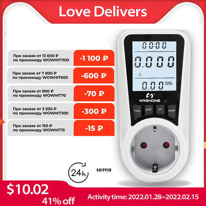 Digital Wattmeter 220V 110V AC Power Meter Electricy consumption Energy Meter EU Plug Power Kilowatt Wattage Electricity Meter 54 Energy - Renewable Energy Store