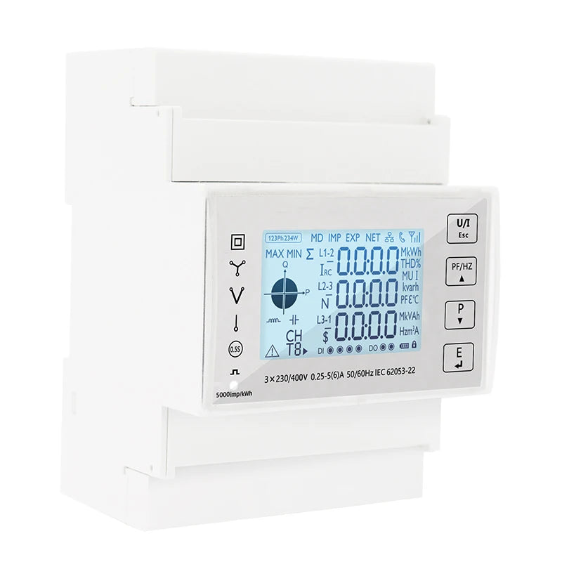 Din Rail 3 Phase Energy Monitor Consumption Power Meter kwh Ammeter With 3PCS RS485 Modbus 50/100/15/200CT 230VAC by 54 Energy - Renewable Energy Store