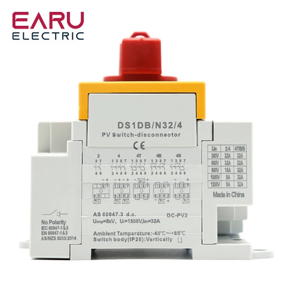 Din Rail 4P PV DC 1000V 32A Solar Rotating Handle Isolator Rotary Switch Disconnector For Solar by 54 Energy - Renewable Energy Store
