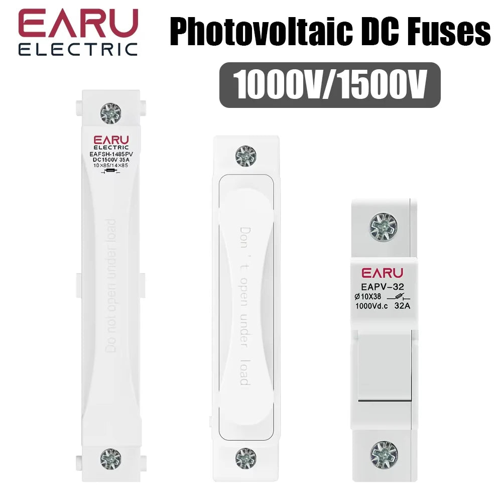 Fusibles solaires sur rail DIN CC 1000V 1500V PV Photovoltaïque 20A 25A 30A Embase porte-fusible pour système solaire Protection contre les courts-circuits gPV