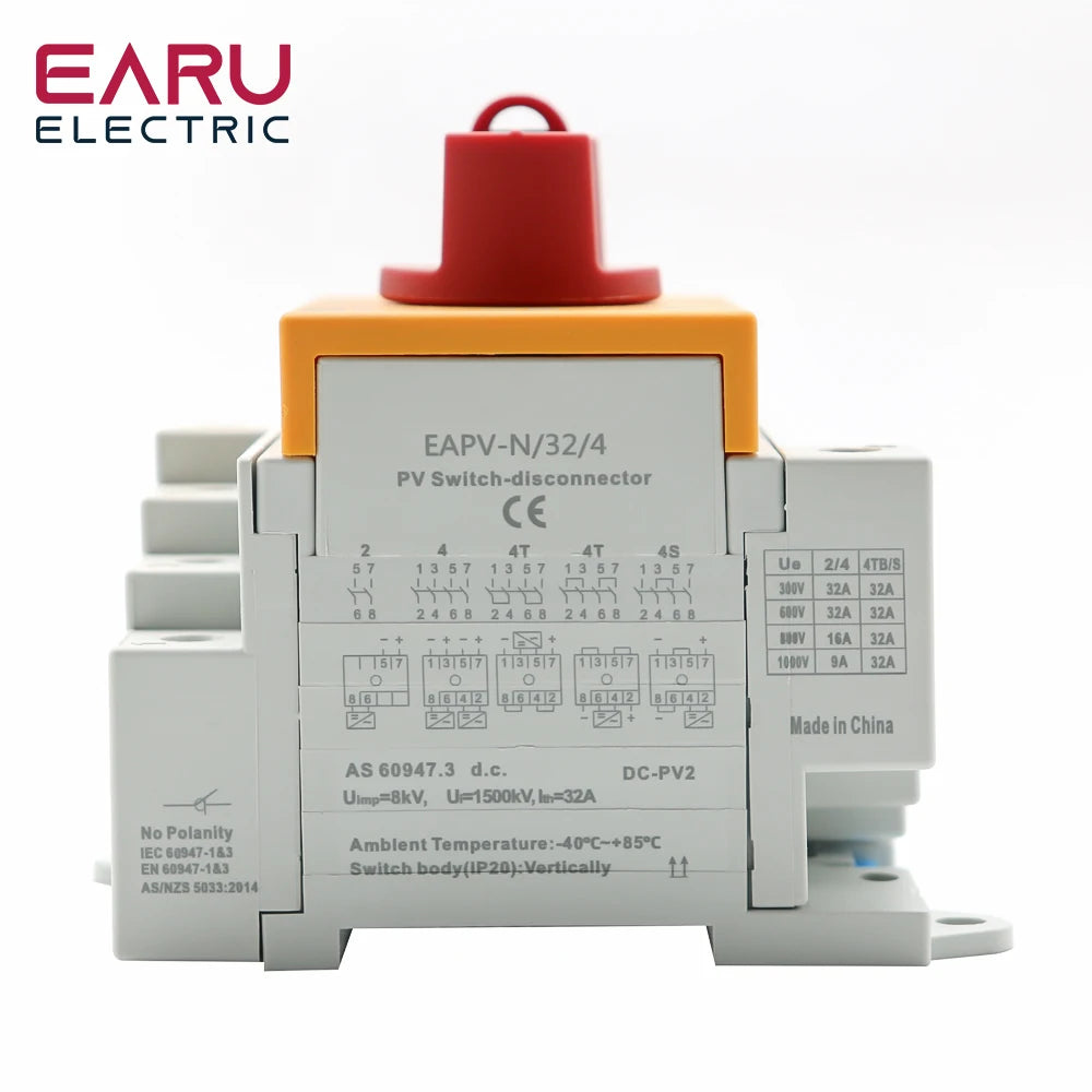 Din Rail Solar PV DC 4P 32A 1000V Rotating Handle Isolator Rotary Switch Disconnector For Solar distribution box by 54 Energy - Renewable Energy Store